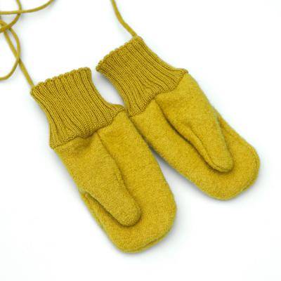 Handschuhe aus Wollwalk curry 
