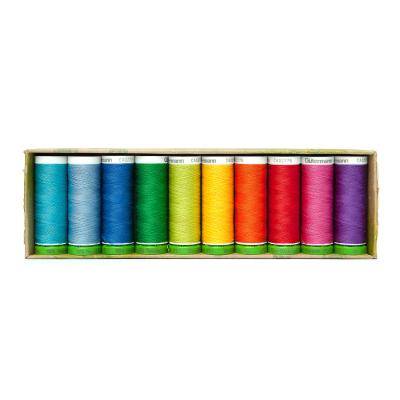 Nähgarne 10 Farben 100 % recycelt regenbogen 