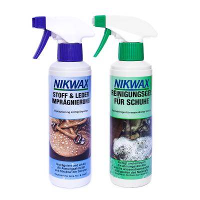 Nikwax Doppelpack Reinigungsgel / Stoff & Leder Imprägnierung Spray-On für Schuhe 